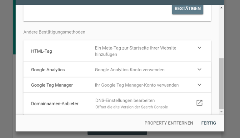 Google Search Console Inhaberschaft